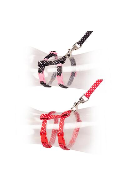 Duvo Plus Duvo+ Kitten Walking Set White Dots Black/Red 15-25Cm / 8Mm-125Cm