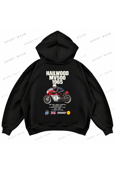 SVART WEAR Mike Hailwood · Mv Agusta 500 · 1965 Printed Oversize Boxy Hoodie ...