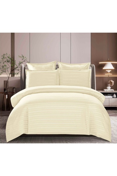 Truva Home Lenjerie de Pat Dublu | Damasc Premium, Hotelier | 6 Piese | Cearc...