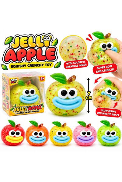 SHOP LIKE A PRO Jucărie Antistres Măr Emoji Squishy Crunchy, cu Granule Color...