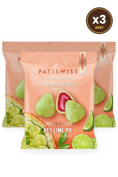 Patiswiss Beyaz Çikolatalı Misket Limonlu Çilek Draje, 50G X 3 Adet