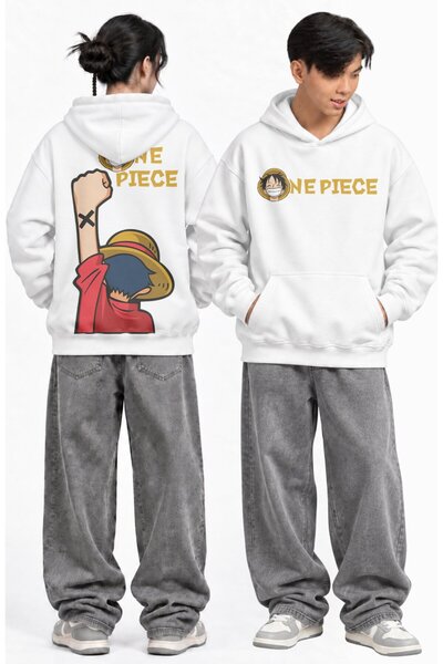 Fuddy Moda Hanorac unisex cu glugă, imprimat pe spate cu Luffy din One Piece,...