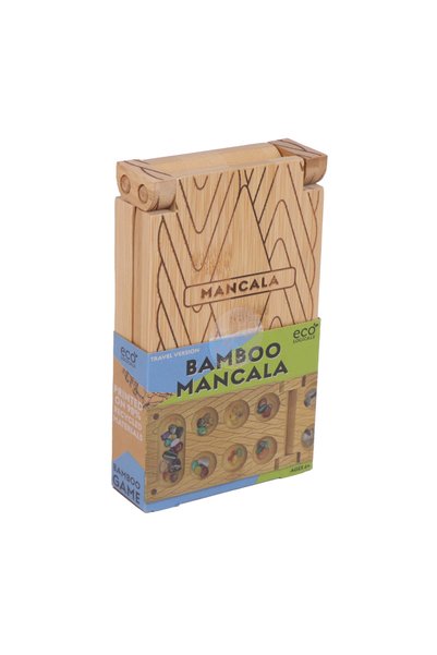 Project Genius Joc de strategie Mancala din bambus, pentru 2 jucători - Mancala de călătorie din bambus