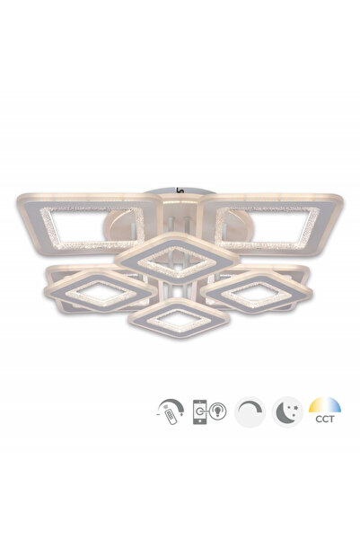 Klausen Plafonieră LED inteligentă Trigos KL151047, dimabilă, cu telecomandă, 252W, 24000lm, lumină caldă+neutră+rece, IP20, albă