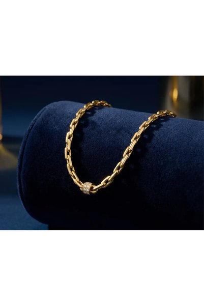Safir Kuyumculuk 0,12 ct Pırlantalı Örme Ataç Zincir Kolye