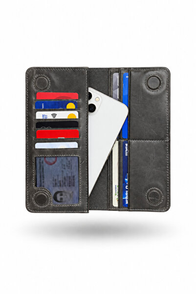 SANAT LEATHER Alba - Genuine Leather Wallet with Phone Compartment - with Mag...