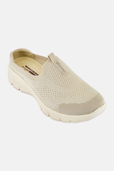 SKECHERS Women Easy Going Slip On Walking Shoes, Beige
