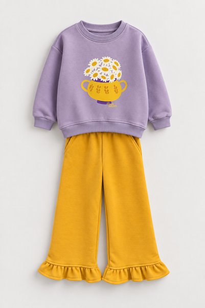 My Baby's World Hardal - Lila Children's Tracksuit Set with Ruffled Legs