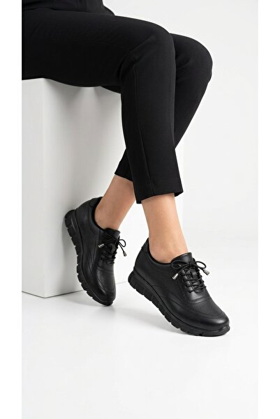 KAOF SHOES Kadın Siyah Günlük Ayakkabı Ortopedik Klasik Ayakkabı Kışlık Kayma...
