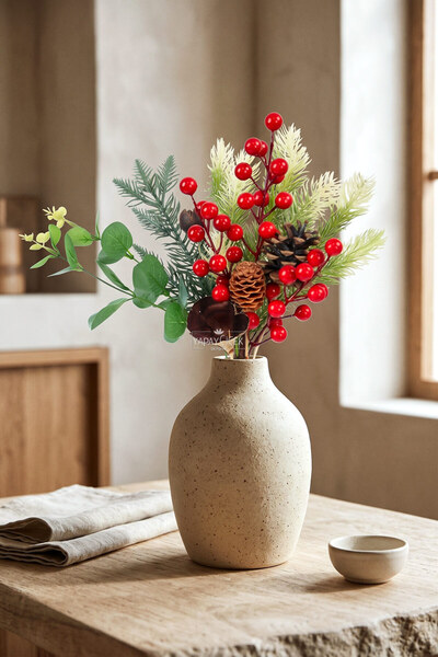 Yapay Çiçek Deposu Buchet de flori artificiale, roșu moale, Kokina naturală, ...