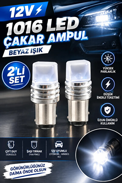Sviesa 1016 12V Çift Duy Şaşı Tırnak Çakar Ampul Beyaz 2'li Set Oto Çakar Led Ampul