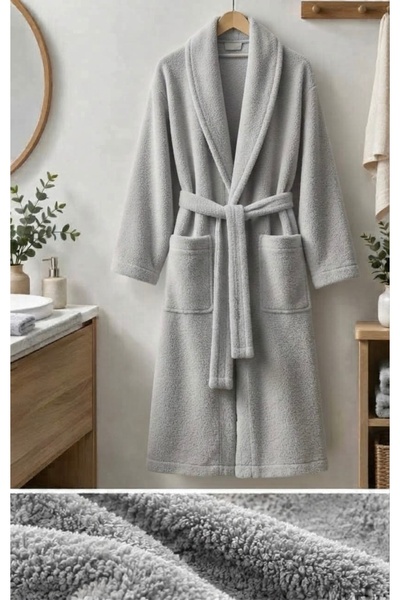 Taç Zorlutekstil Crystal Gray Men's Bathrobe Large Size