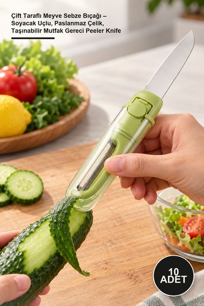 Yenilig 10 Pieces of Double-Sided Fruit and Vegetable Knife – with Peeler Tip...