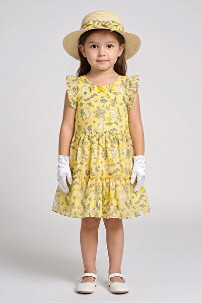 Freestyle Toddlers Girl 3 Pcs Allover Print Dress And Hat With Gloves, Multic...