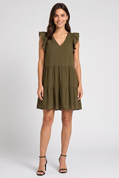 Brave Soul Women Solid Mini Dress, Olive