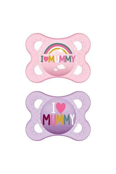 MAM I Love Mummy Πιπίλες Σιλικόνης (115SG1) 2-6 Μηνών Μωβ-Ροζ, 2 τεμάχια