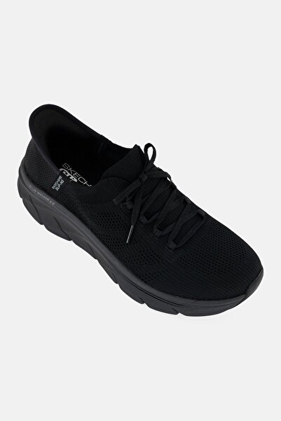 SKECHERS Women DLux Walker 2,0 Lace Up Walking Shoes, Black