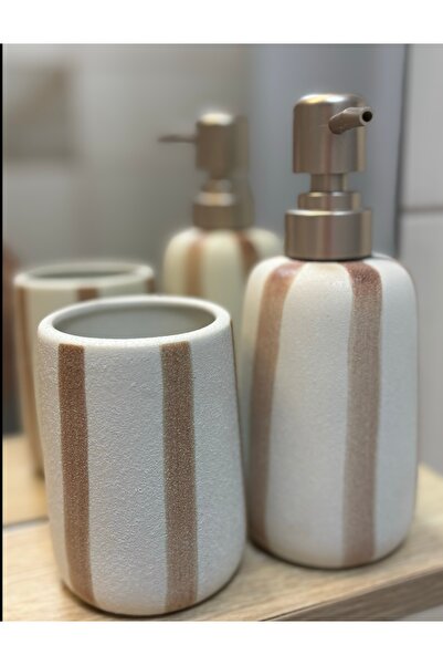 OME Set 2 accesorii pentru baie din ceramică - dozator și suport pentru periuțe