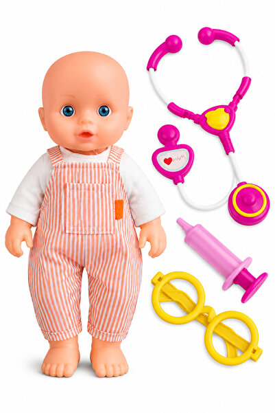 Roy Toy Sevimli Doktor Bebeğim 30 Cm. | Steteskop, Gözlük, Ateş Ölçer, Şırıng...