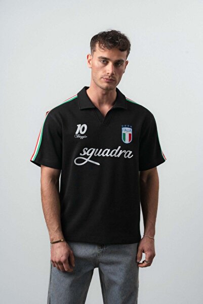 Respire Tricou Polo Bărbați, Tricou Retro Fan Sport cu Blazon Italia Squadra ...