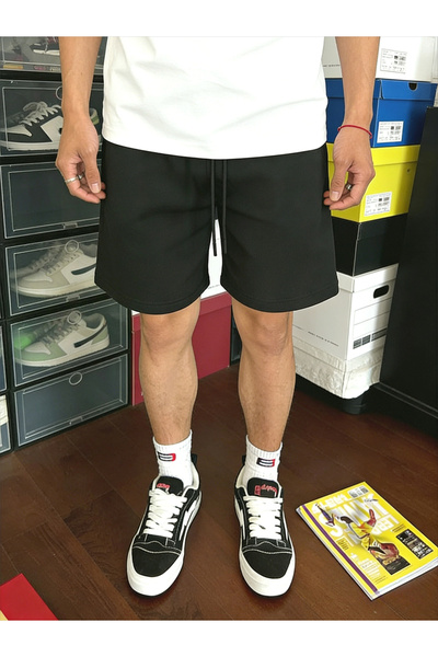 Take Two By Styli Men Black Solid Loose Fit Shorts