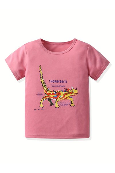 Take Two By Styli Kids Pink Thorny Devil Graphic Short Sleeve T-Shirt