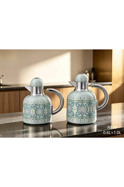 drobina Trams Steel Set 0.6 + 1 L Turquoise Patterned