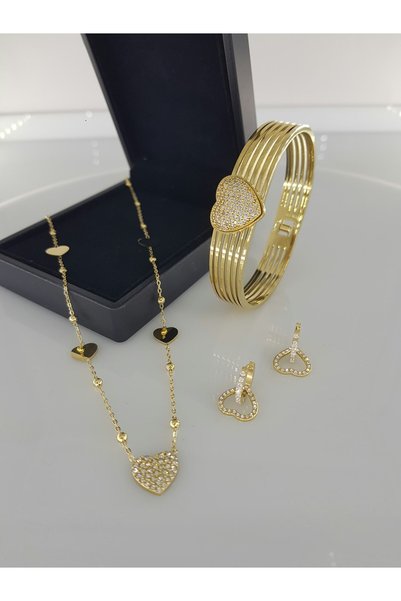SONES Kalpli Kadın Gold Çelik Takı Seti