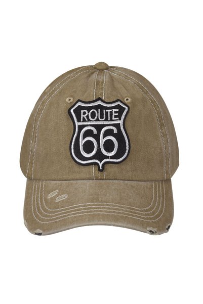 Stamion Πλυμένο καπέλο τζόκεϊ Route 66 μονόχρωμο μπεζ 13053