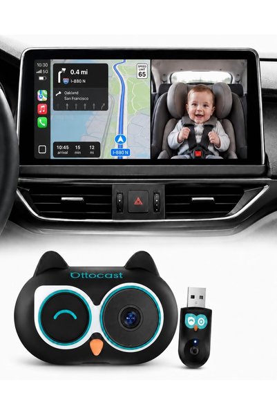 Ottocast Baby Car Camera 2026,Wireless CarPlay Adapter (No Android Support)