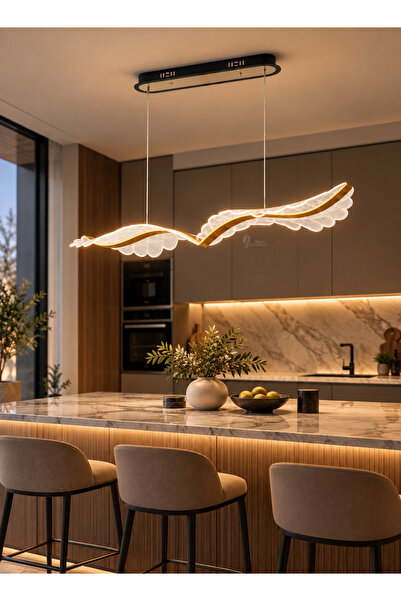 best power ثريا علاقي مودرن LED طولية بتصميم أجنحة انسيابية كريستالية 3 إضاءا...