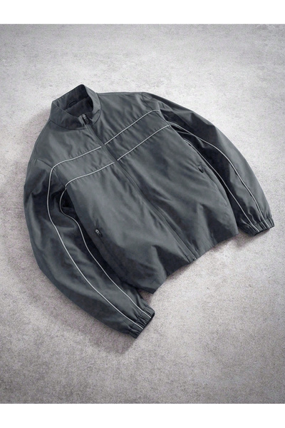 Take Two By Styli Charcoal Zip-Up Track Jacket