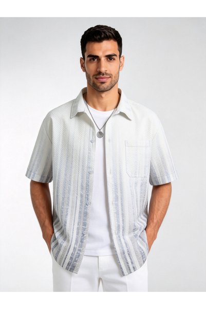 Take Two By Styli Beige Striped Casual Shirt