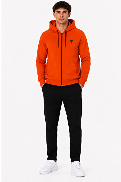 TRENDHİLL Men's Hooded Tracksuit Set Orange-210