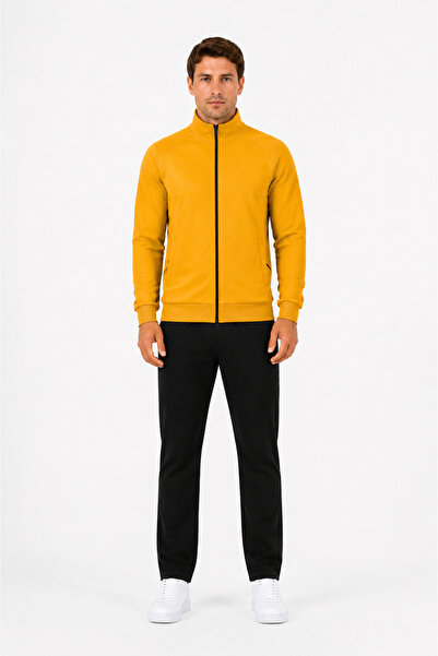 TRENDHİLL Men's Shawl Collar Tracksuit Set Mustard-211