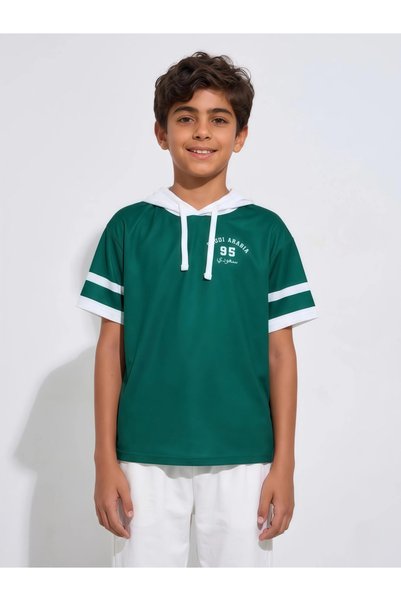 Styli Teen Boys Dark Green KSA National Day Oversized Hoodie