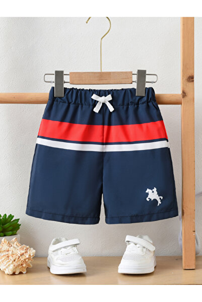 Take Two By Styli Boys Navy Graphic Drawstring Shorts