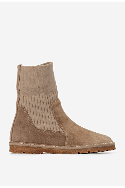 Dasha Ghete dama NUR taupe din piele intoarsa si material textil