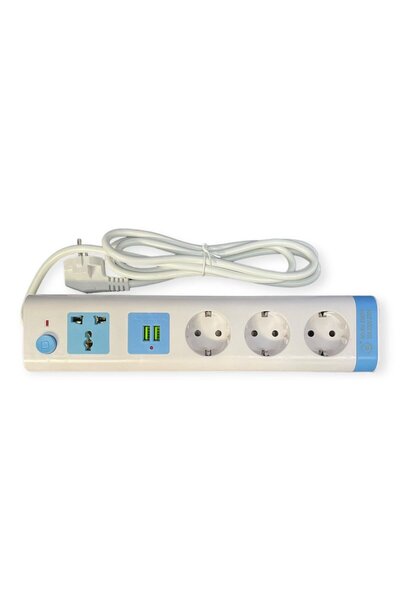 More 3м удължител с 4 контакта и 2 USB порта, На едро - EngrossOnline
