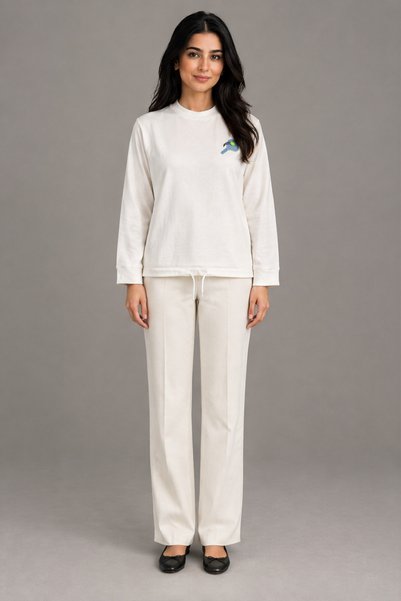 Livia Waist-Length Long-Sleeved Crew-Neck Pullover
