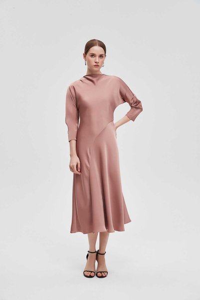 Livia Solid Long-Sleeve Midi Dress