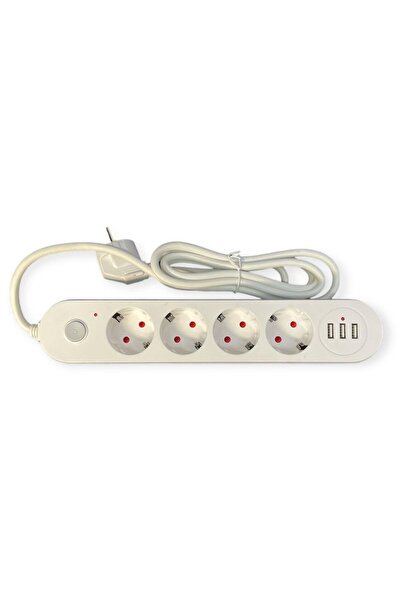 More Prelungitor de 2m cu 4 prize și 3 porturi USB