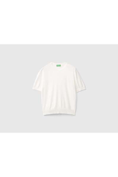 United Colors of Benetton سترة رياضية قصيرة الأكمام برقبة مستديرة