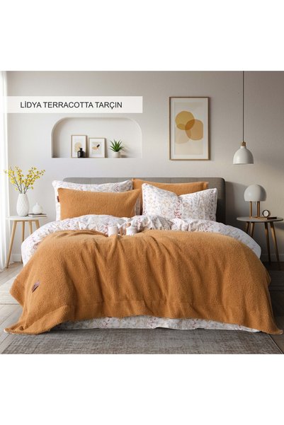 İyi Geceler İstanbul SHERWOOD ÇİFT KİŞİLİK YATAK ÖRTÜSÜ SETİ LİDYA TERRACOTTA...