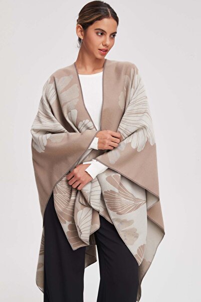 menta Women's Long Floral Poncho