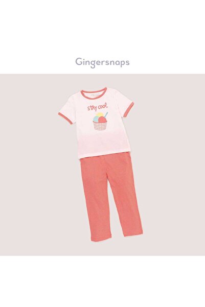Gingersnaps قميص بيجامة طويل مخطط للفتيات