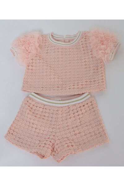 Gingersnaps Girls' Sheer Crochet Shorts Set