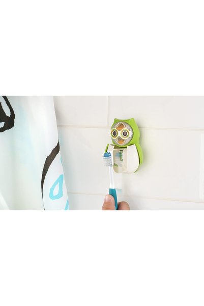 Flipper Kids Toothbrush Holder with Suction Cups, High Quality & Patented Design, One Touch Open & Close, with 1-minute Timer, For Home or Travel, Made in Malaysia - Green, 3Y+