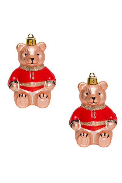 DD SHOP Set Ornamente de Craciun Ursi Roşii Glitter 8.5cm - 2buc - Globuri De...