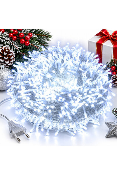 JML Instalatie LED 8m cu 60 MicroLED-uri, Fir Transparent, Lumina Alb Rece, cu Jocuri de Lumini, Flash